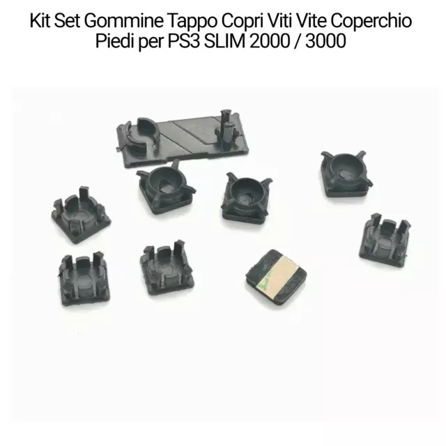 Kit Set Gommine Tappo Copri Viti Vite Coperchio Piedi per PS3 SLIM 2000 / 3000