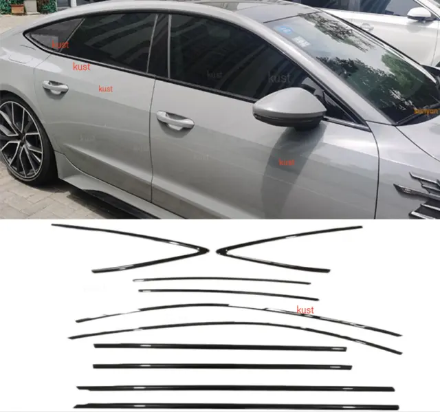 For 2013-2018 AUDI A7 S7 Black Window Molding Strips Trim Stainless 1SET 10PCS