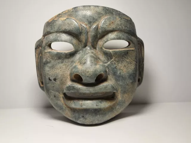 Precolumbian blue imperial jade olmec mask