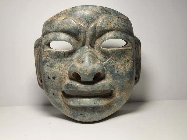 Precolumbian blue imperial jade olmec mask Precolumbian blue imperial jade olmec mask