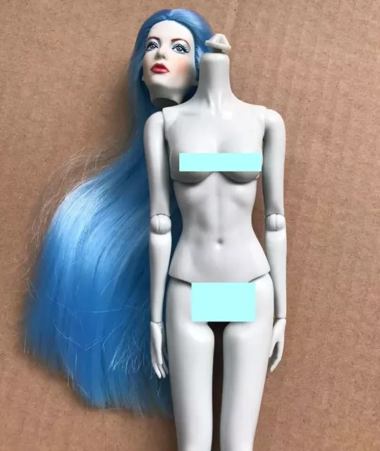 MENGF 1/6 Supermodel Doll Head-Blue Hair & Body 12" Female Action Figure BJD