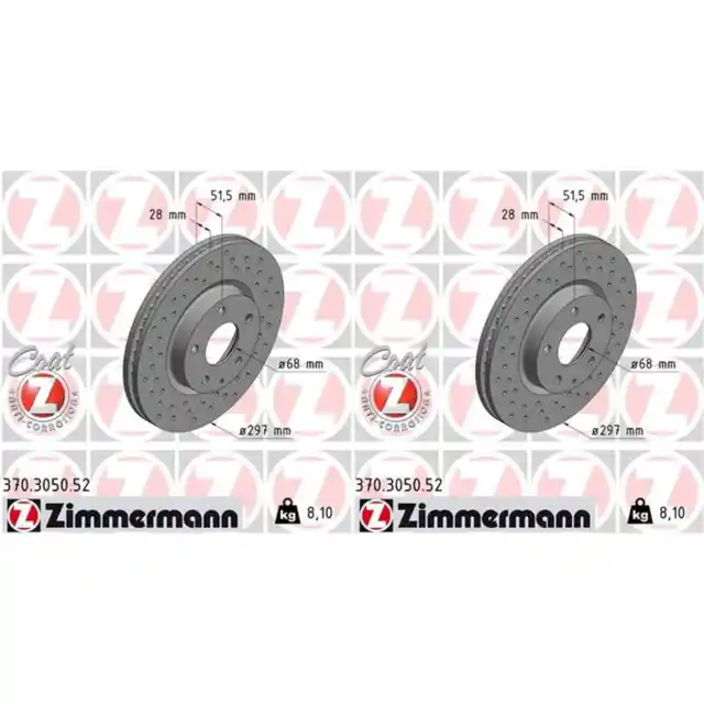 2X ZIMMERMANN Disques de Frein Avant 297mm Perforé Aéré Internement Pour Mazda