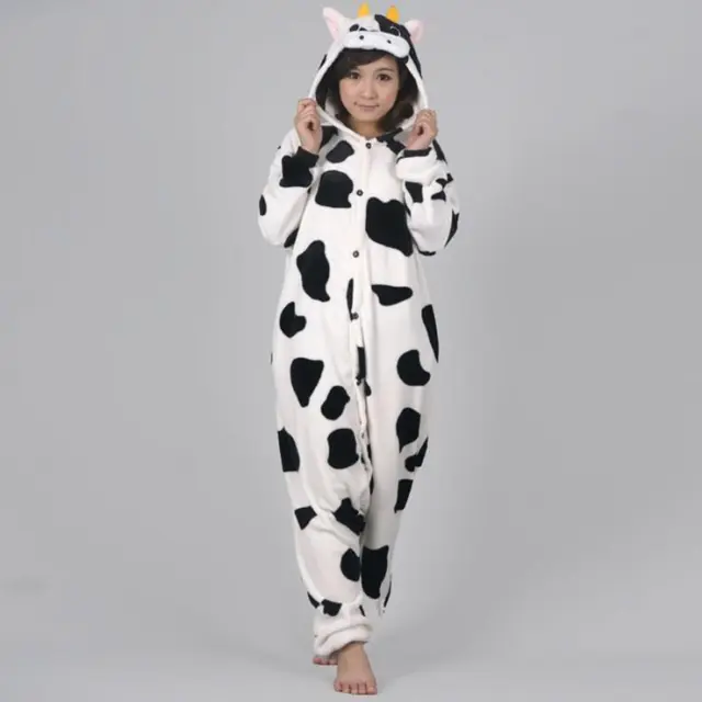 Cow Kigurumi Cosplay Halloween Costume Unisex Adults One Piece Pajama Party