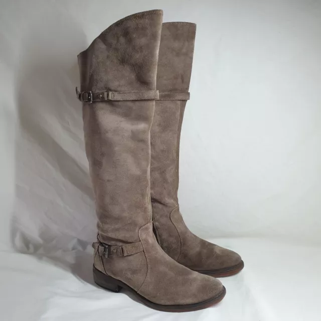 Clarks Boots Brown Suede Leather Knee Heels Size 5