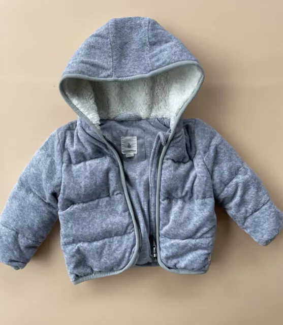 Country Road Kids Grey Velvet Puffer Jacket Size 12-18 Months