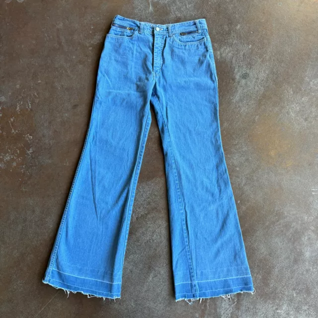 VTG 70s Wide Leg Bell Bottom Jeans Medium 29” - 1970s High Waist Boho Hippie