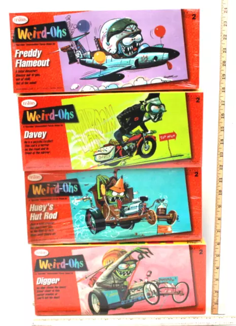 4pc Lot 1993 TESTORS 8" Plastic Models Weird-Ohs Freddy Davey Digger Huey Sealed 2