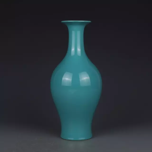 Beautiful China Freehand Sketching Qing Monochrome Glaze Porcelain Vase