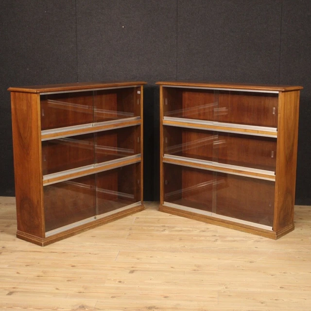 Coppia di vetrine librerie biblioteca modernariato mobili legno vintage design