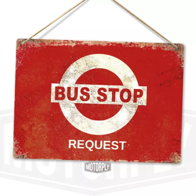 Metal Wall Sign - Bus Stop Request - Road sign London Metro City Gift Idea