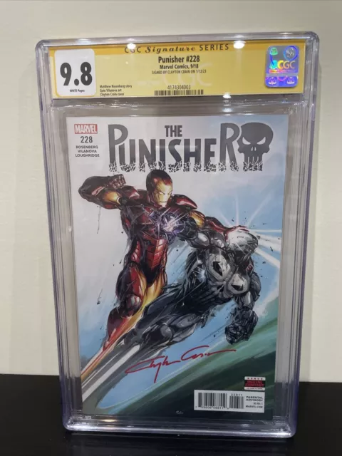 Punisher #228 Cgc 9.8 Ss Signed By Clayton Crain Jon Bernthal War Machine