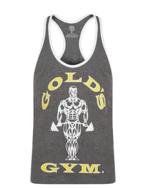 GOLD`S GYM Iconic Men Muscle Joe Sleeveless Workout Training Tank Vest Top GREY