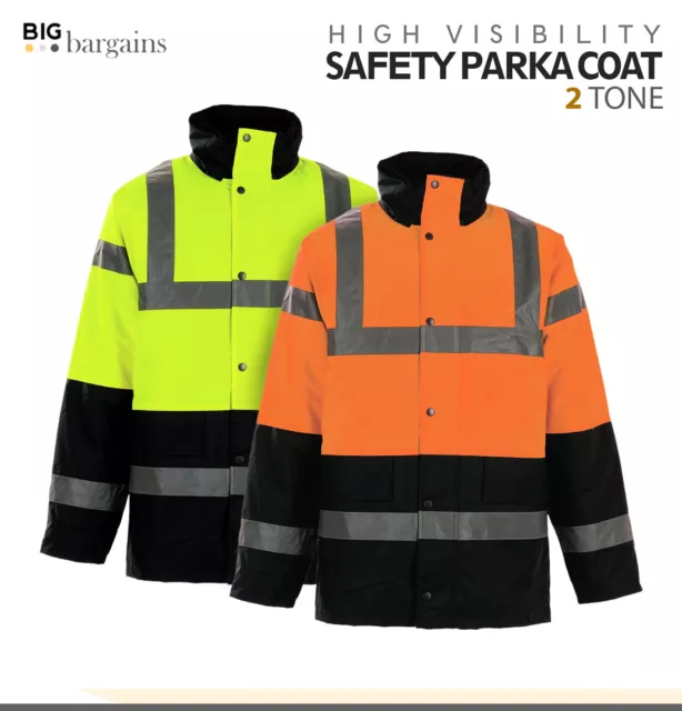 Giacca di sicurezza Hi Vis Viz Parka cappotto impermeabile abbigliamento da lavoro bicolore tutte le taglie