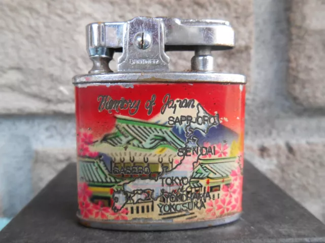 Vintage BROTHER AUTOMATIC CIGARETTE LIGHTER MEMORY OF JAPAN COLORED MAP UNFIRED!