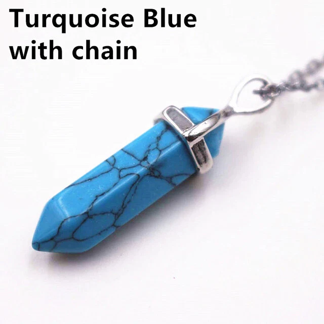 Crystal Necklace Gemstone Pendant Natural Chakra Stone Energy Healing with Chain 11