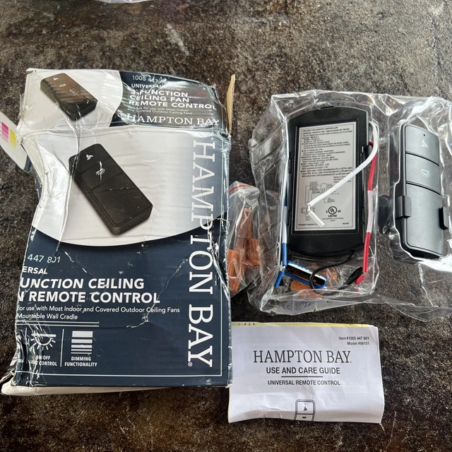 HAMPTON BAY UNIVERSAL 3 Function Ceiling Fan Remote Control 1005 447