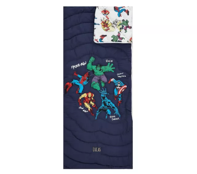 Pottery Barn Kids Marvel Comics Sleeping Bag - Monogramed STONE - Blue