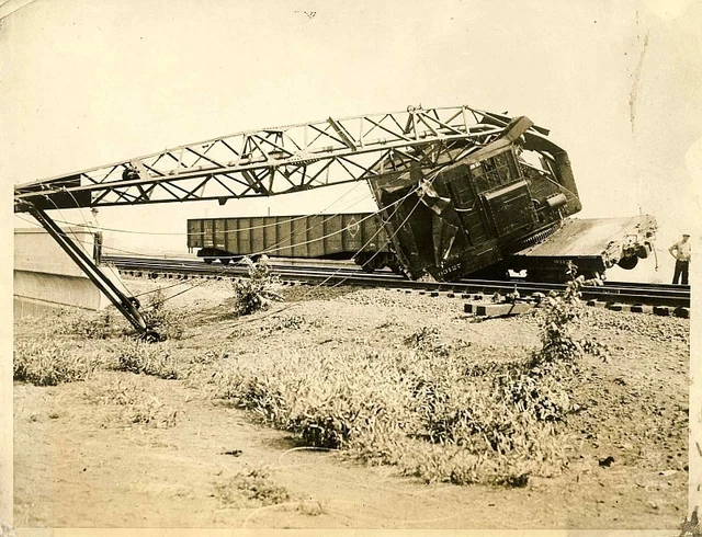 KK837 RP 1930s ERIE RAILROAD TRAIN CRANE WRECK RUTHERFORD NJ
