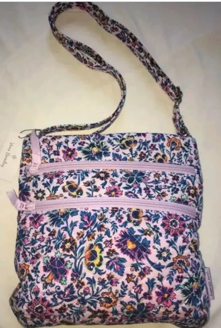 Vera Bradley Triple Zip Hipster Crossbody Bag Cloud Vine Floral NWT