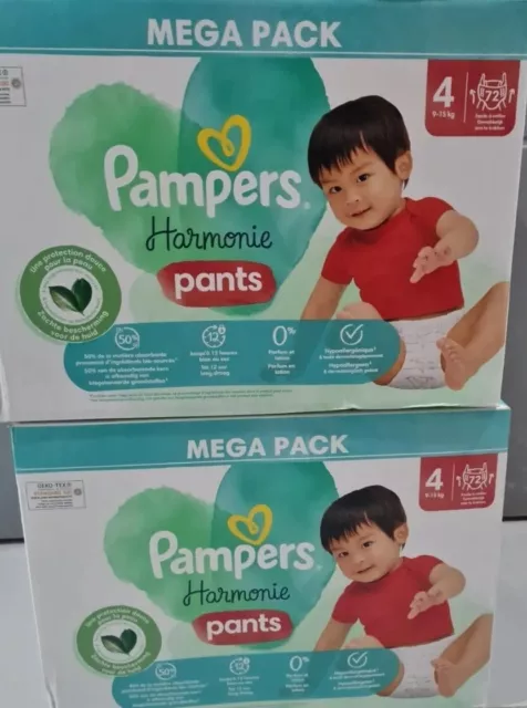 Lot 144 couches Pampers HARMONIE PANTS taille 4 (9-15 kg), Neuves