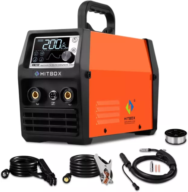 HITBOX 4 IN 1 140Amp MIG Inverter Welder Gasless 220V MMA Lift TIG Spool Gun UK