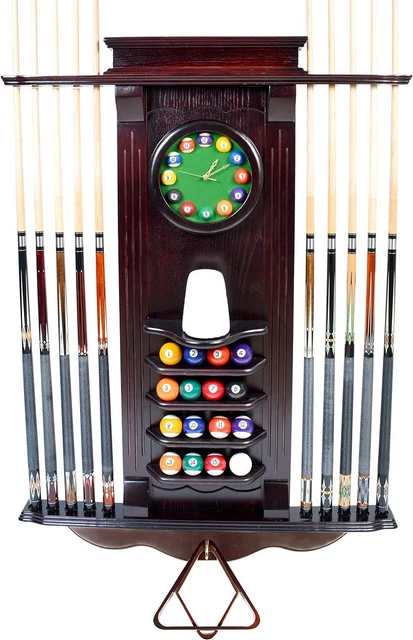 ISZY Billiards - Cue Rack Only 10 Pool - Billiard Stick 10 cues, Mahogany