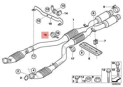 Morsetto tubo catalitico scarico destro originale BMW E90N E92 OEM 18307841713