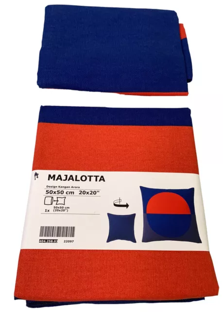 IKEA Set of 2 Majalotta Cushion Throw Pillow Cover Blue Orange 20x20 Square