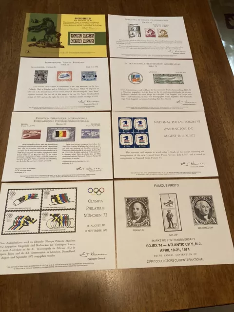 Lot of 8 Souvenir Cards 1972-1974 USPS +