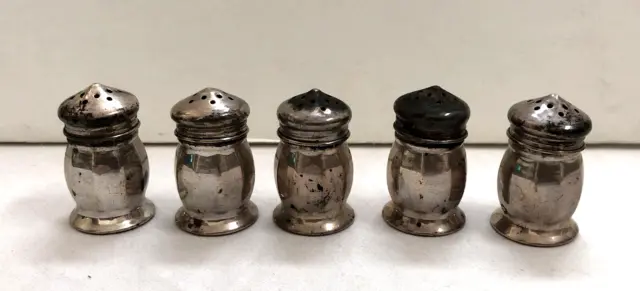 5 Vintage Sterling Silver Mini Salt and Pepper Shakers