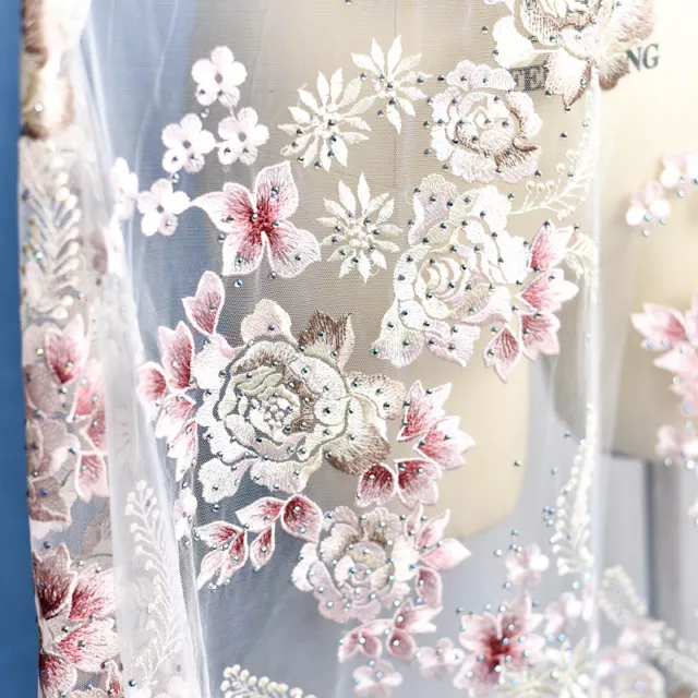 130cm Perlen Hochzeit DIY Tüll Rand Blumen Stickerei Brautkleid Spitze Stoff 1