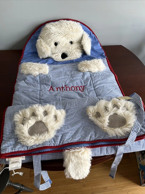 Pottery Barn Kids Shaggy Dog Plush Sleeping Bag Blue Gingham Monogram Anthony Pottery Barn Kids Shaggy Dog Plush Sleeping Bag Blue Gingham Monogram Anthony