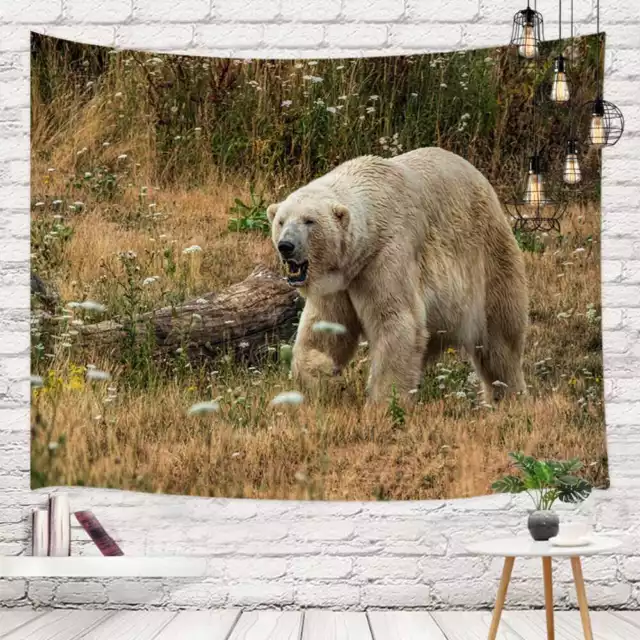 Carteles de arte de tela de vida silvestre feroz para tapiz extra grande colgando de pared de oso polar