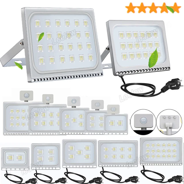 10W-500W LED Fluter mit Bewegungsmelder/Stecker Außen Strahler Scheinwerfer IP65