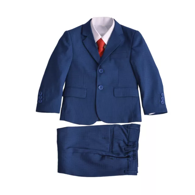 Boys Blue Checked Suit 5 Piece Wedding Suit Prom Page Boy Formal Party 2-12 Year