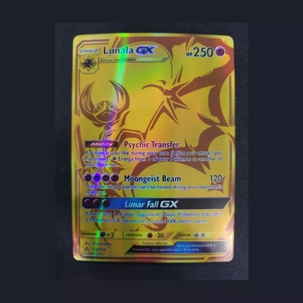 Pokémon Lunala GX Gold Secret Rare 172/156 Ultra Prism Rarest Card