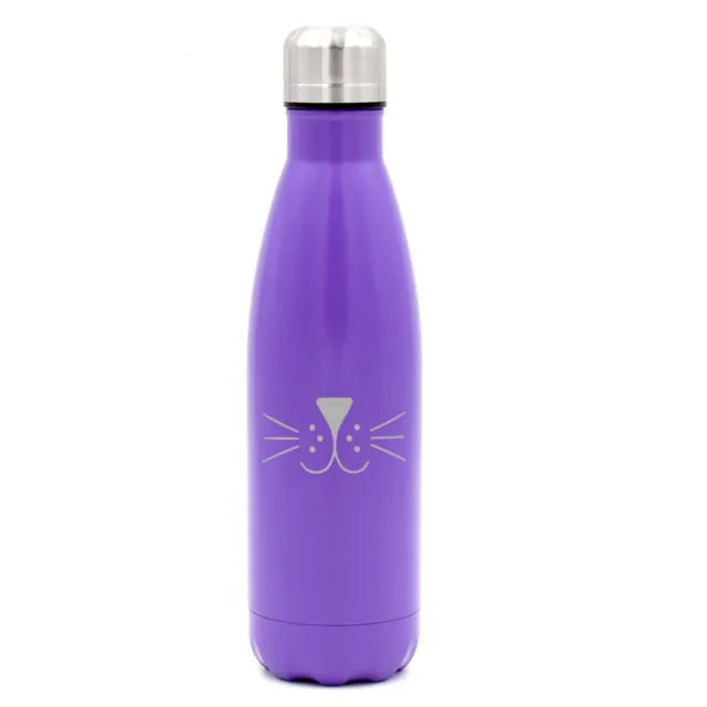 17 oz Double Wall Vacuum Insulated Stainless Water Bottle Cat Face Whiskers