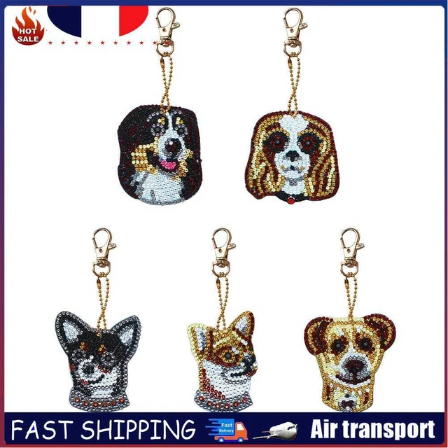 5pcs Dog Shape Key Chain DIY Diamond Painting Special Shape Full Drill Girl Gift