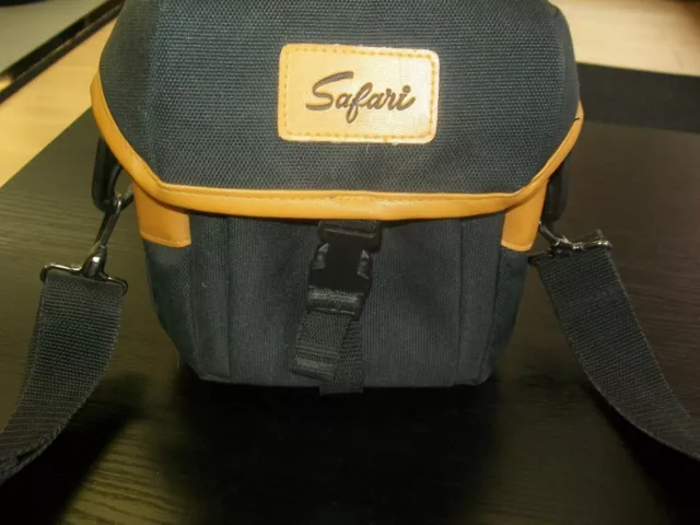 Safari Black & Tan Camera Bag w/ Adjustable Strap & Belt Loop; Photography Gift