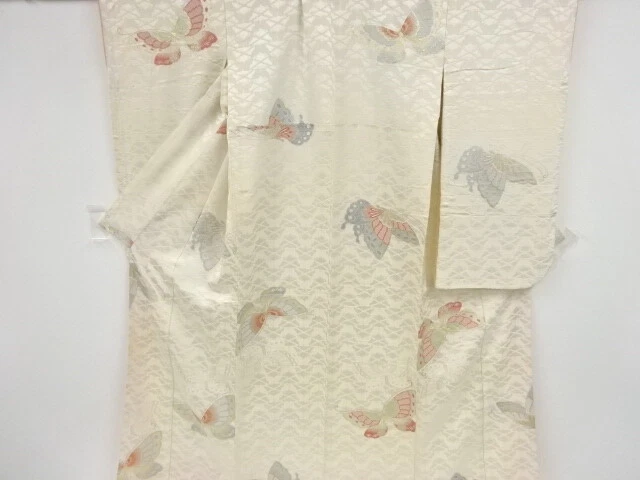 83017# Japanese Kimono / Antique Furisode / Woven Butterfly