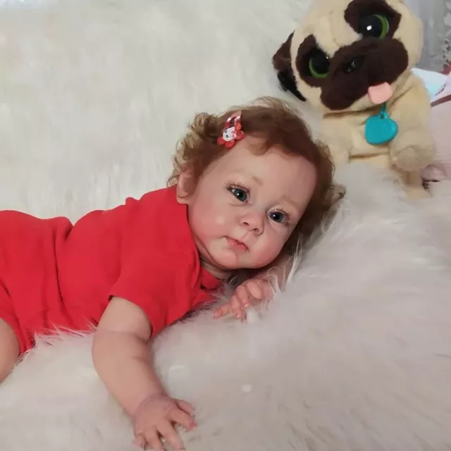 Bambola reborn bambino dipinta a mano vinile bambina 23" bambola regalo di Natale