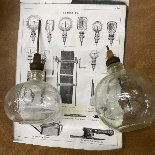 Vintage Glass Lubricators Hit And Miss Oilers Sundries 1886, 1800s ￼