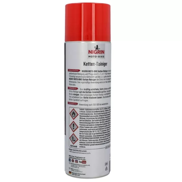 Nigrin 2x Moto-Bike Limpiador de Cadena Ketten-Spray 1L Moto O Z X Ring-Kette 2