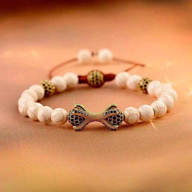 Luxury Gold CZ Bracelets Dragon Claw Stone Beads Bracelet for Men Women Jewelry