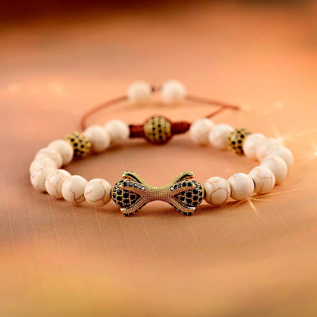 Luxury Gold CZ Bracelets Dragon Claw Stone Beads Bracelet for Men Women Jewelry