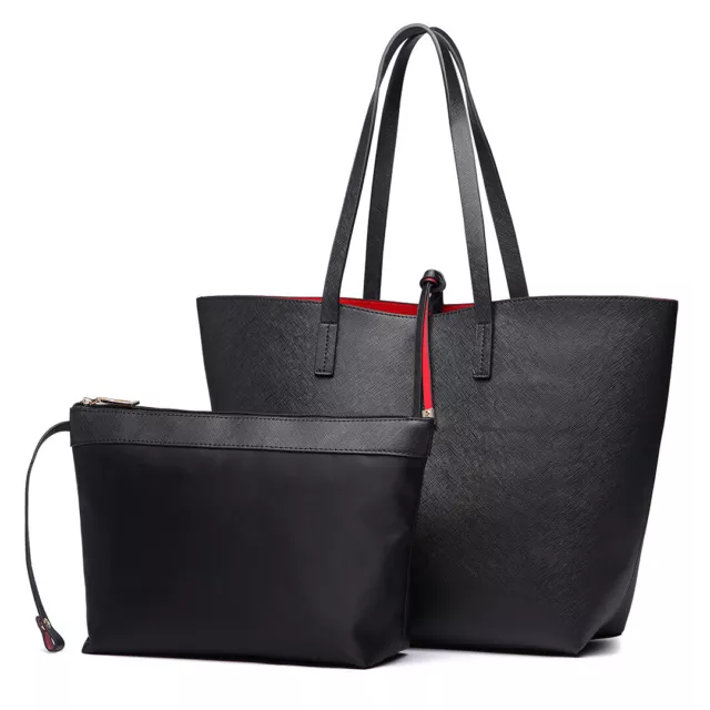 Ladies Faux Leather Large Reversible Tote Shoulder Hobo Handbag Bag
