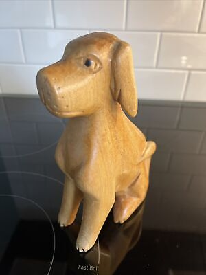 Vintage Primitive Folk Art Wonderful Large Hand Carved Wood Dog