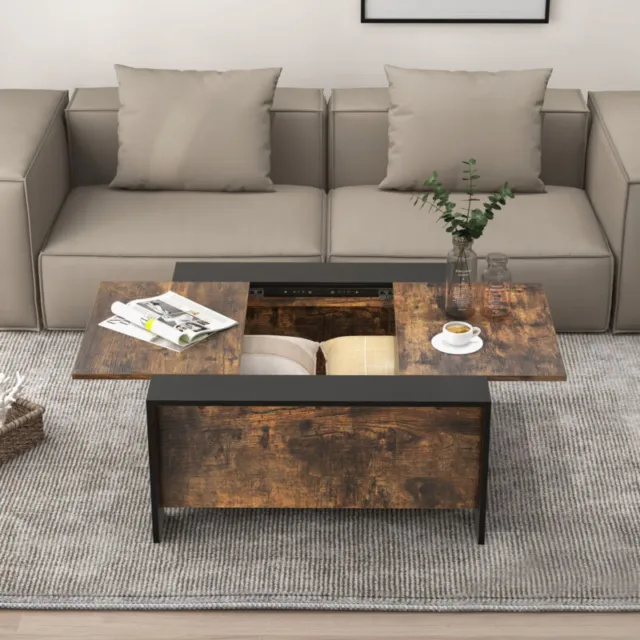 Rustic Wooden Coffee Table with Storage industrial itzcominghome Living room