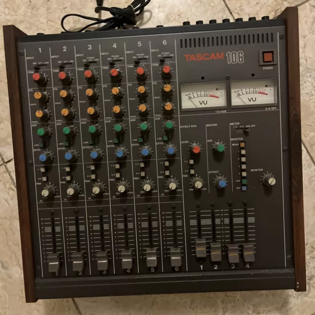 Vintage Tascam Teac M-106 Stereo Mixing Console Analog  Mixer 6-Channel Nice!!!