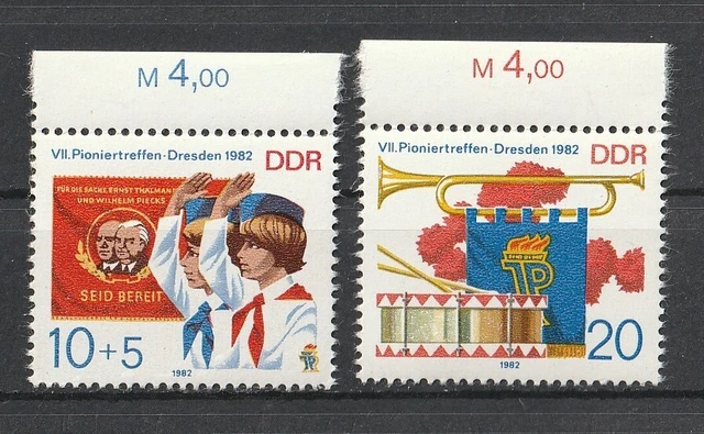Briefmarken DDR 1982 " Pioniertreffen " postfrisch Oberrandstücke